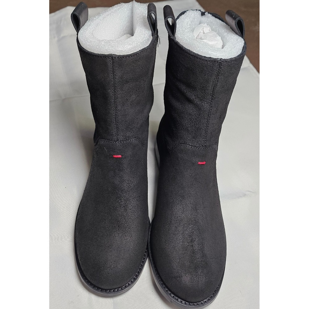 ED Ellen DeGeneres Sebring Black Waxy Suede Ankle Boots Women's Size 5.5M New